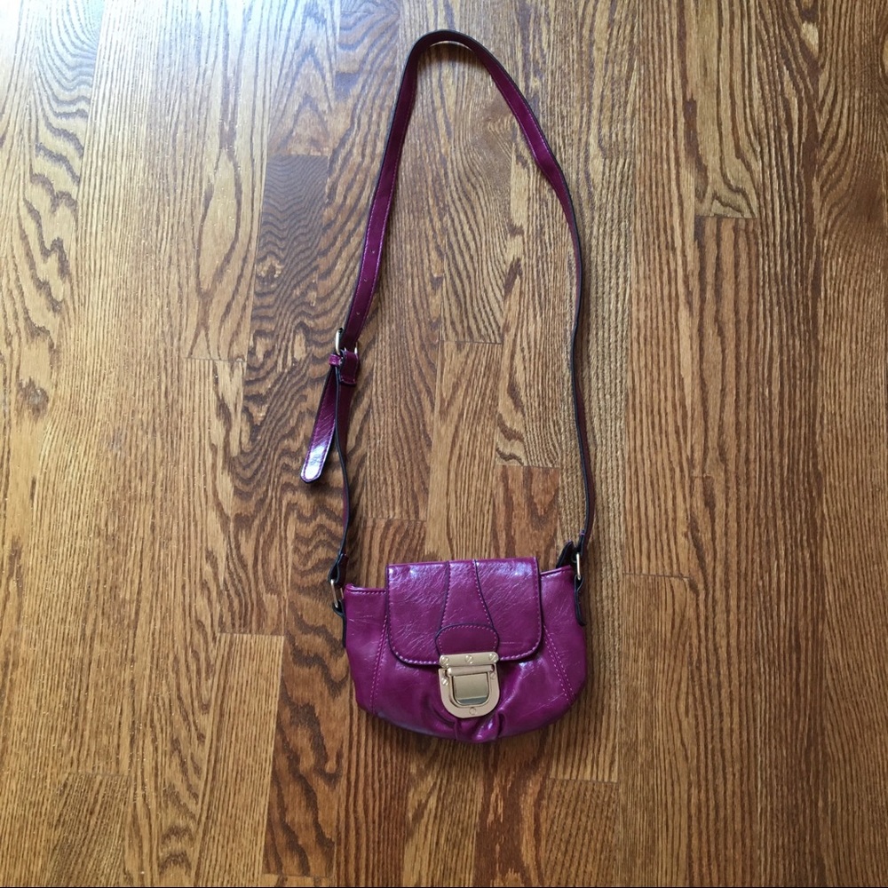 Leather Fushia Crossbody Purse
